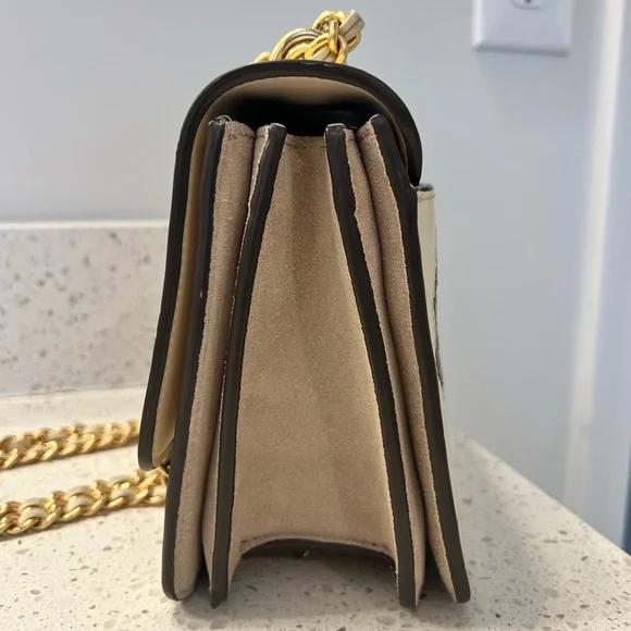 Tory Burch Cream and Brown Floral Crossbody Bag set with card holder - Picture 5 of 13